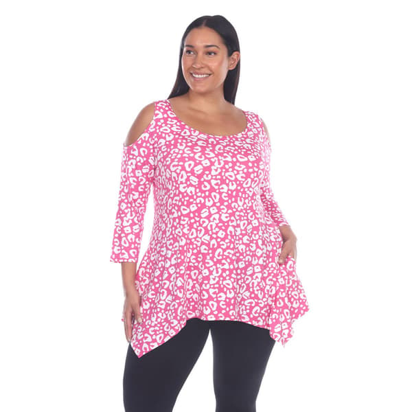 Plus Size White Mark Leopard Cold Shoulder Tunic - image 