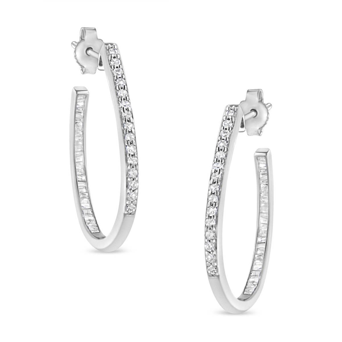 Haus of Brilliance Sterling Silver 1/2ctw. Diamond Hoop...