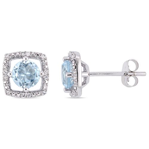 Gemstone Classics&#40;tm&#41; White Gold & Topaz Stud Earrings