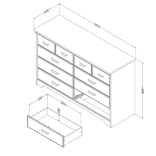 South Shore Versa 8 Drawer Double Dresser