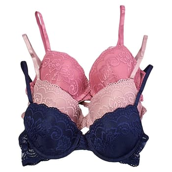 Womens Laura Ashley® 3pk. Lace Push-Up Bras LS8301-3PKP - Boscov's