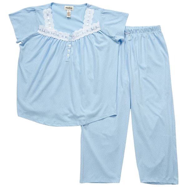 Womens Sophia by Rene Rofe&#40;R&#41; Short Sleeve Dots Capris Pajama Set - image 