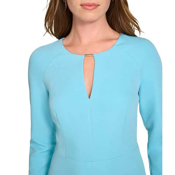 Womens Tommy Hilfiger Long Sleeve Keyhole Scuba A-Line Dress