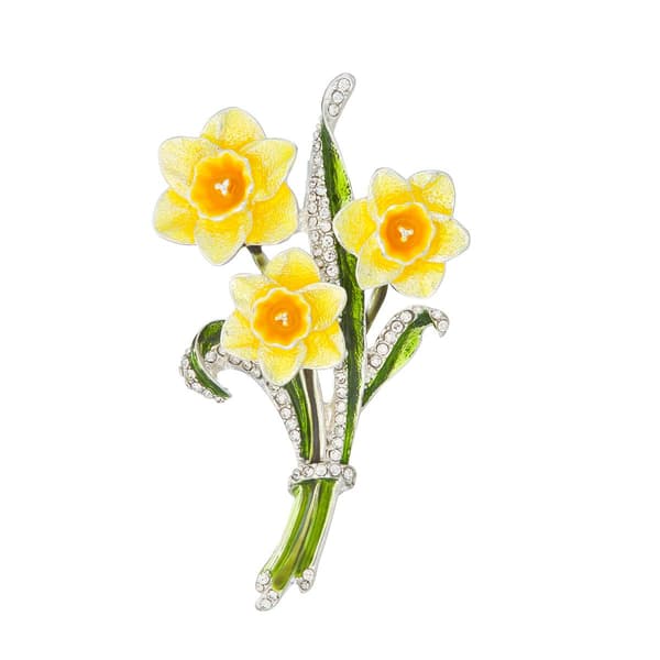 Napier Silver-Tone & Yellow Daffodil Pin - image 