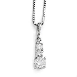 Sterling Silver & Cubic Zirconia 3 Stone Necklace