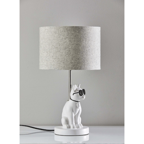 Simplee Adesso Sunny Cat Table Lamp with Light Grey Shade