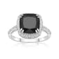 Gemminded Sterling 10mm Cushion Onyx & White Topaz Ring - image 1