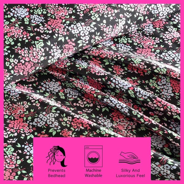 Betsey Johnson Confetti Floral Satin Sheet Set