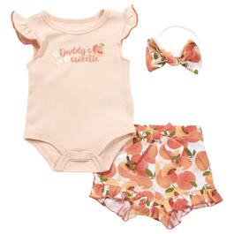Baby Girl &#40;3-9M&#41; Baby Essentials&#40;R&#41; 3pc. Peachy Floral Shorts Set