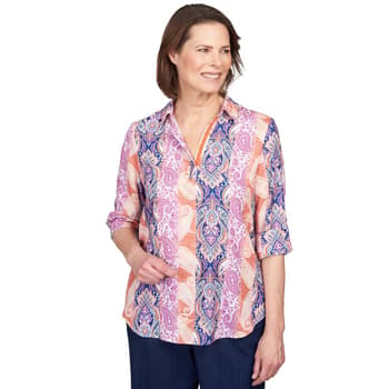 Plus Size Alfred Dunner Moody Blues Woven Paisley Medallion Top - Boscov's