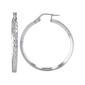 Triangle Tube Diamond Cut Sterling Silver Hoop Earrings - image 1