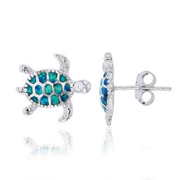 Gemstone Classics(tm) Created Opal Turtle Stud Earrings