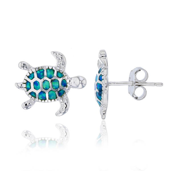 Gemstone Classics&#40;tm&#41; Created Opal Turtle Stud Earrings - image 
