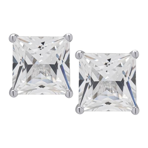 Gianni Argento Sterling Silver Lab White Sapphire Stud Earrings - image 