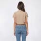 Womens Como Black Short Sleeve Stripe Tie Hem Button Front Blouse - image 2