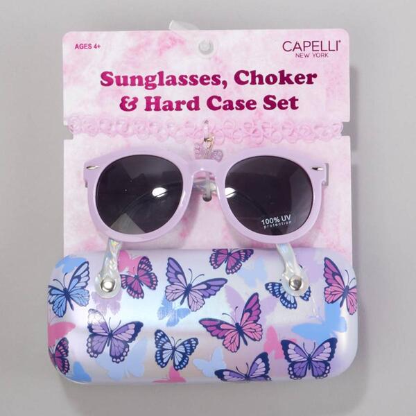 Girls Capelli New York Butterflies Case & Sunglasses w/ Choker - image 