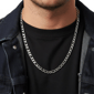 Mens Iron Saints 6mm Figaro Link Silver-Tone Necklace - image 2
