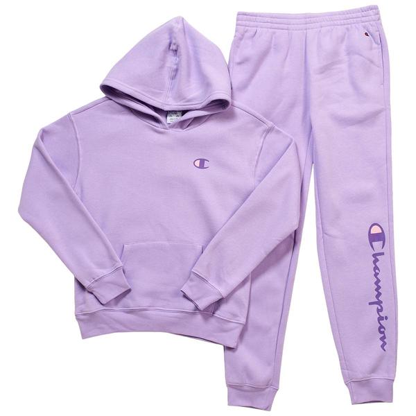Girls(7-16) Champion(R) Front & Back Logo Hoodie w/ Joggers Set