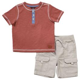 Toddler Boy For All Man Kind&#40;R&#41; Solid Top & Cargo Shorts Set