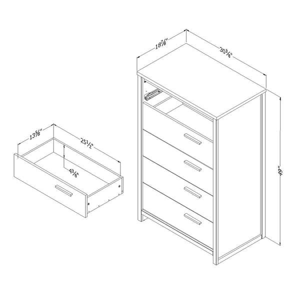 South Shore Tao Natural Walnut 5-Drawer Chest