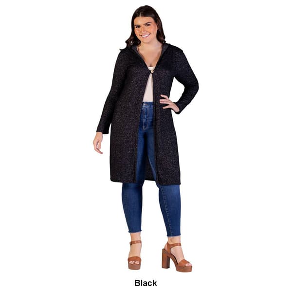Plus Size 24/7 Comfort Apparel Knee Length Hooded Cardigan Shrug
