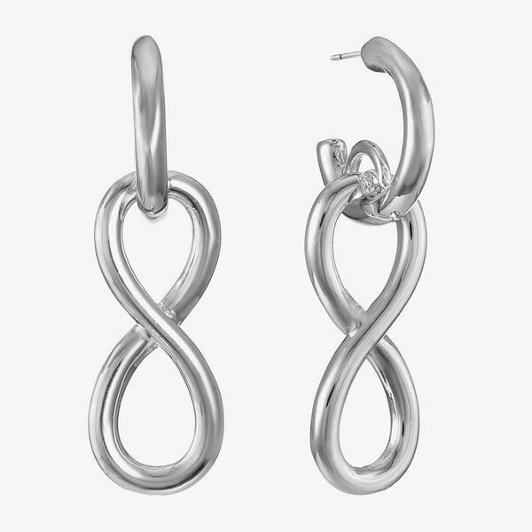 Gloria Vanderbilt 1.36in. Silver-Tone Infinity Drop Hoop Earrings - image 