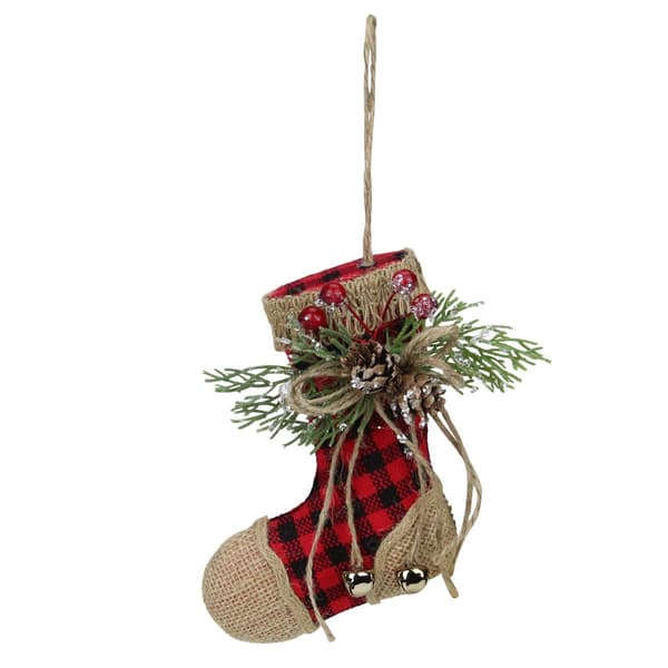Northlight Seasonal 5.75in. Burlap Christmas Stocking Ornament - image 