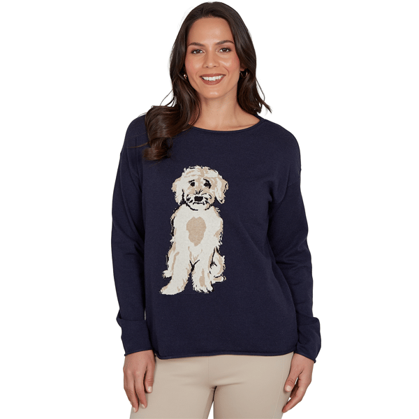 Petite Skyes the Limit Urban Heirloom Dog Motif Sweater