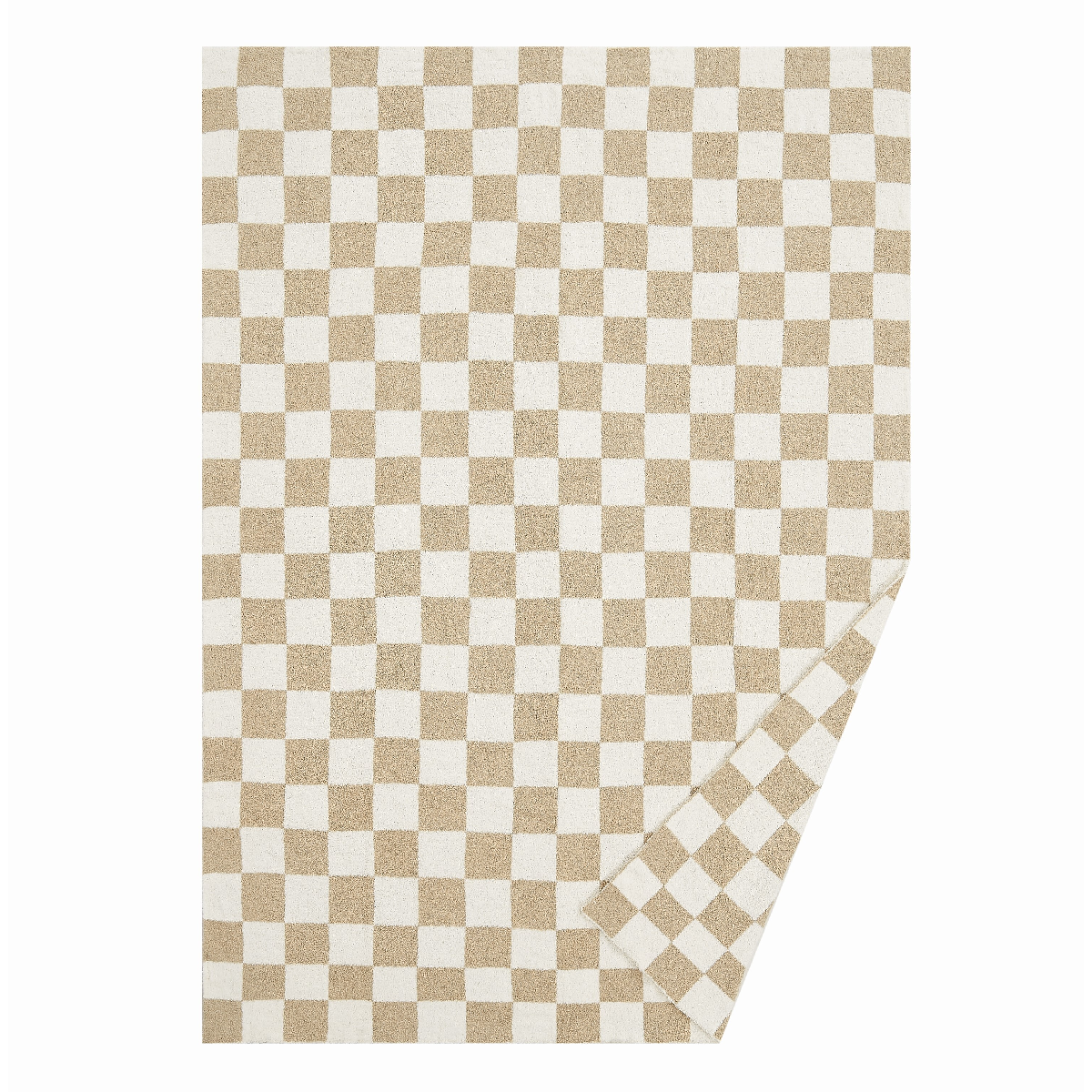 Truly Soft Cozy Checkerboard Beige Reversible Throw