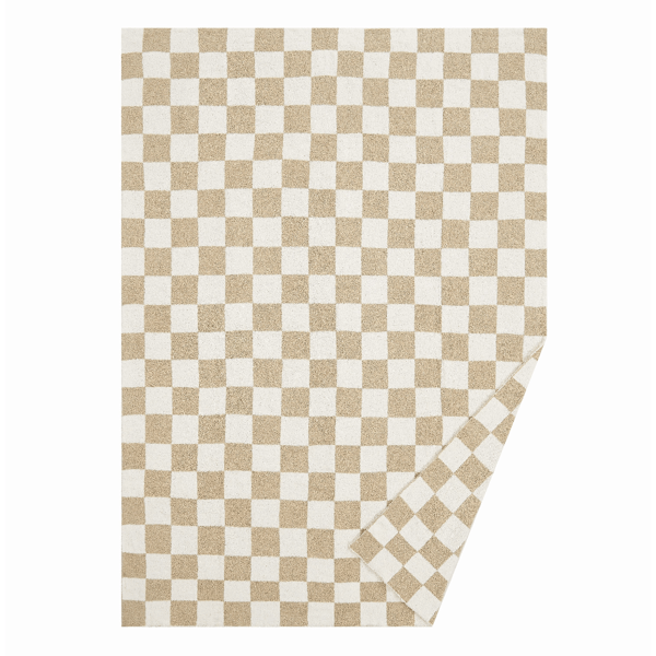 Truly Soft Cozy Checkerboard Beige Reversible Throw