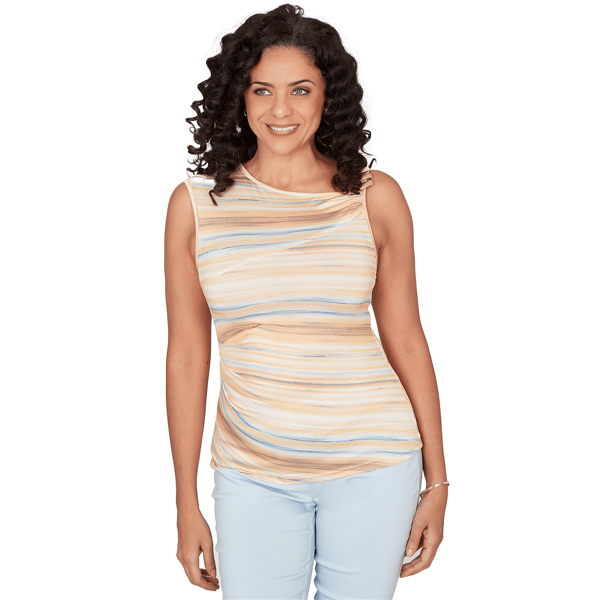 Petite Emaline Limoncello Sunrise Spaced Dye Stripe Tank Top
