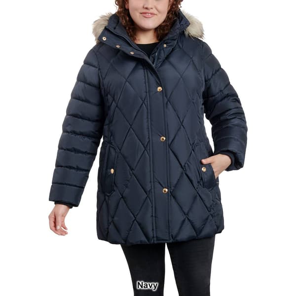 Plus Size London Fog Polyfill Puffer Coat w/Faux Fur Hood Boscov's