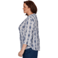 Plus Size Alfred Dunner Indigo Girls 3/4 Sleeve Diamond Blouse - image 4