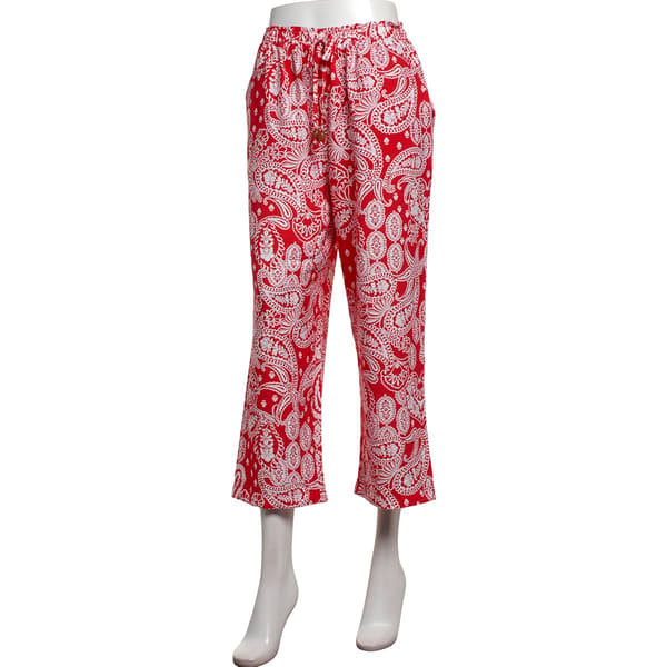 Womens Soho Apparel Beaded Drawstring Wide Leg Paisley Pants - image 