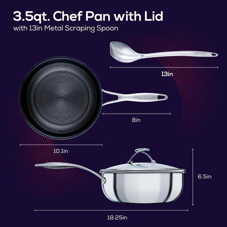 Circulon® 3pc. Stainless Steel Chef Pan and Utensil Set