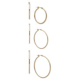 Nine West 28mm/34mm/44mm Gold-Tone Hoop Trio Earrings
