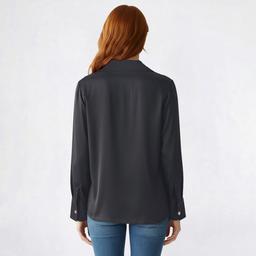 Juniors Love Tree Gold Nugget Button Up Satin Blouse