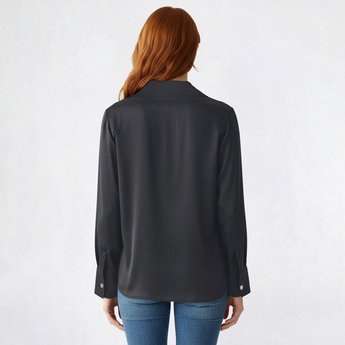 Juniors Love Tree Gold Nugget Button Up Satin Blouse