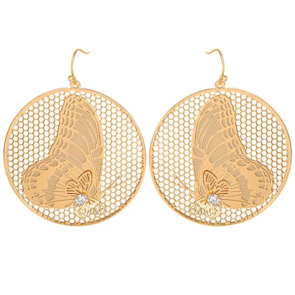 Jessica Simpson Round Butterfly Dangle Earrings