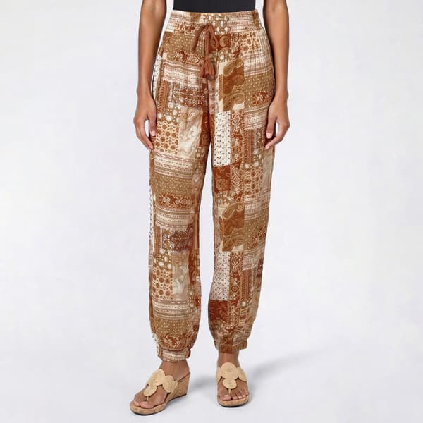 Juniors No Comment Gauze Smock Waist Balloon Pants - Patchwork - image 
