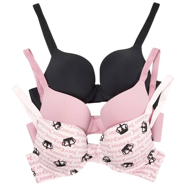 Juniors Juicy Couture 3pk. Laser Push Up Bra w/Logo JC1686-3PKM - image 