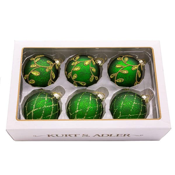 Kurt S. Adler 6pc. Gold & Emerald Green Embellish Ornaments Set