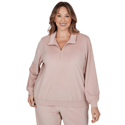 Plus Size Alfred Dunner Luxe Be A Lady Quarter Zip Sweater