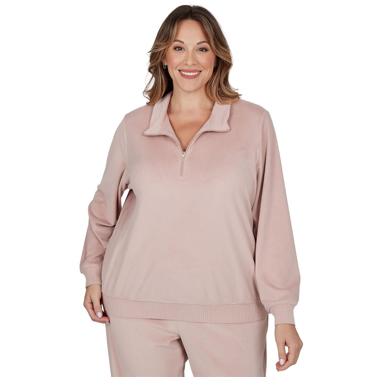 Plus Size Alfred Dunner Luxe Be A Lady Quarter Zip Sweater