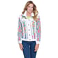 Womens Multiples Long Sleeve Happy Leaves Printed Denim Jacket - image 1