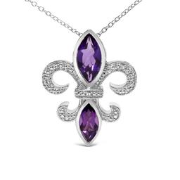 Haus of Brilliance Sterling Silver Amethyst Fleur de Lis Pendant