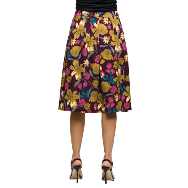 Womens 24/7 Comfort Apparel Purple Floral Pocket Midi Skirt