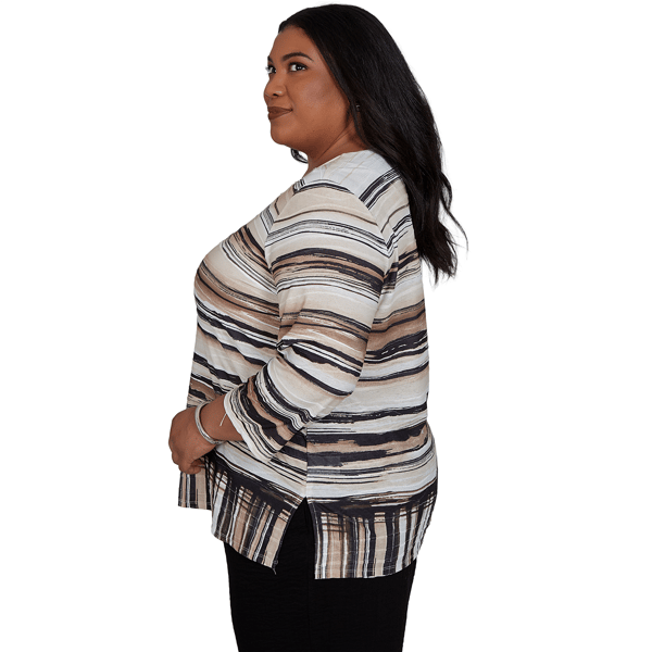 Plus Size Alfred Dunner Travel Advisory Scratched Stripe Blouse