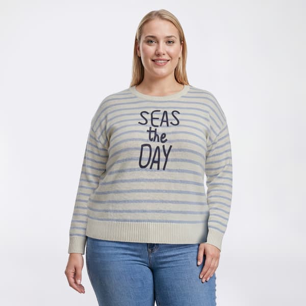 Plus Size Preswick & Moore(R) Seas The Day Stripe Sweater - image 
