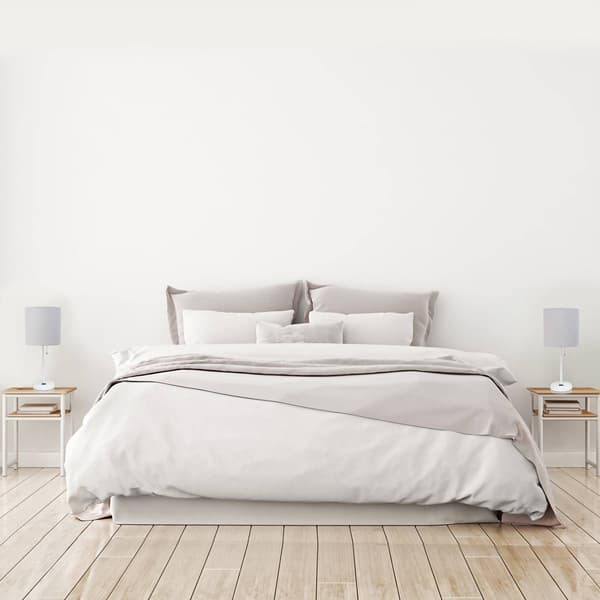 LimeLights White Stick Lamp w/Charging Outlet/Grey Shade-Set of 2